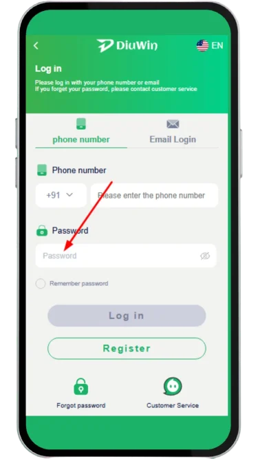 Enter password to login